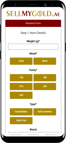 Sell Gold in Dubai. Easy to use Valuation Tool.